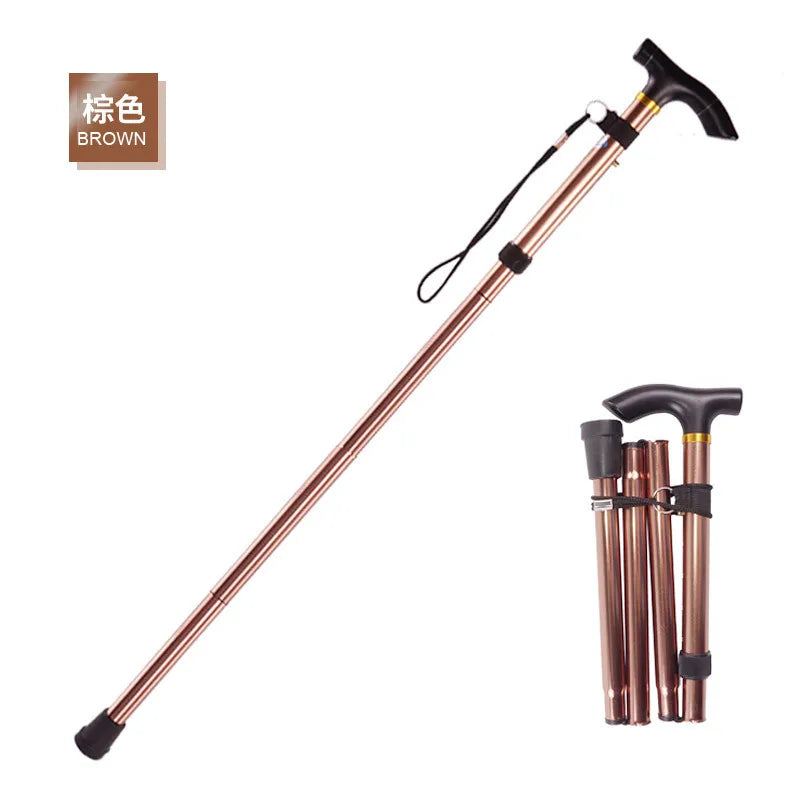 Desert Fox 4-Section Folding Walking Stick: Aluminum Alloy Telescopic Trekking Pole