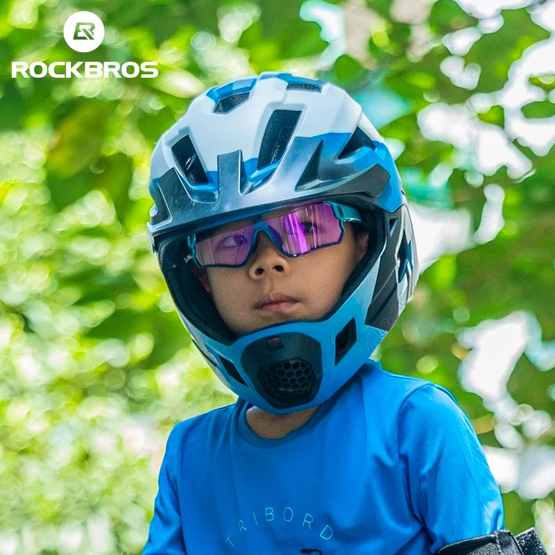 ROCKBROS Child Photochromic Polarized Sunglasses UV400 Kids Bike Goggles Windproof Cycling Glasses