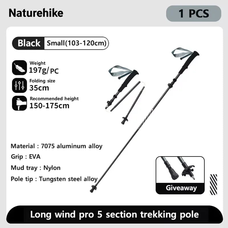 Naturehike Carbon Fiber Trekking Poles – Lightweight Folding Collapsible Hiking Sticks