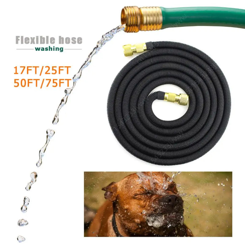 17-100FT Expandable Garden Hose | Flexible High-Pressure Hose for Irrigation & Car Washing