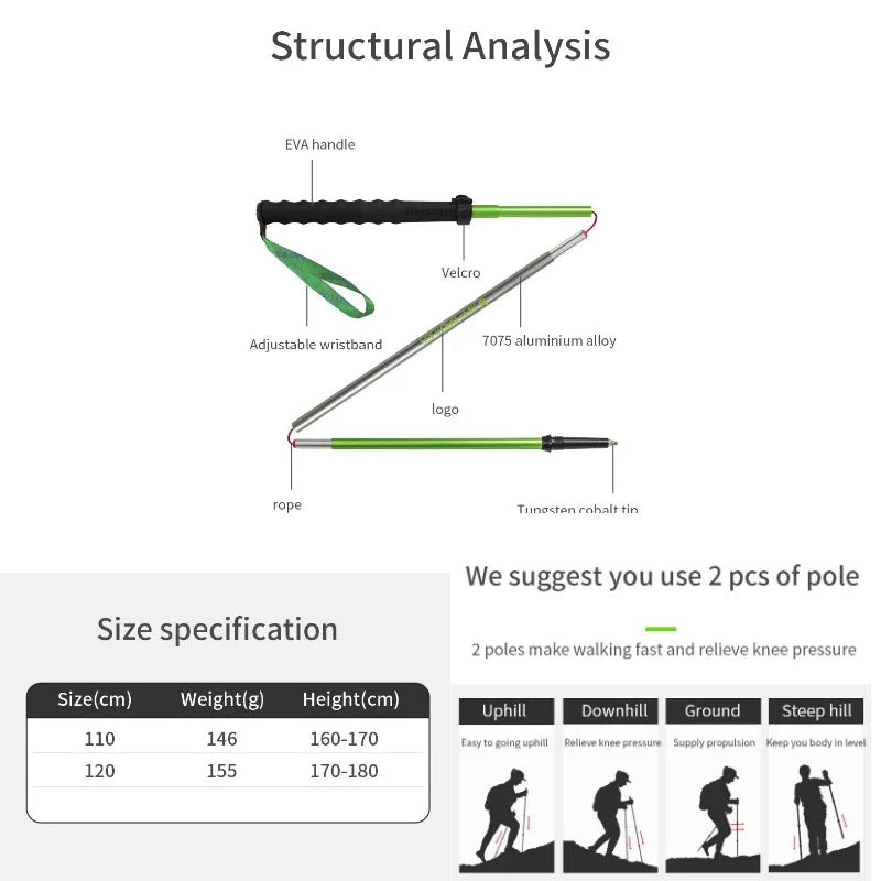 MAP BROTHER M3031 N-Pole Folding Quick Lock Trekking Poles – 7075 Aluminum Alloy Hiking Pole