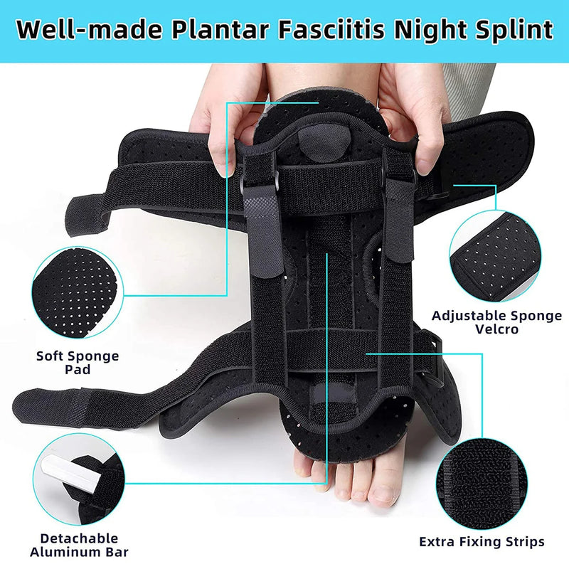 Plantar Fasciitis Night Splint Adjustable Foot Drop Orthotic Brace with Massage Ball – Pain Relief