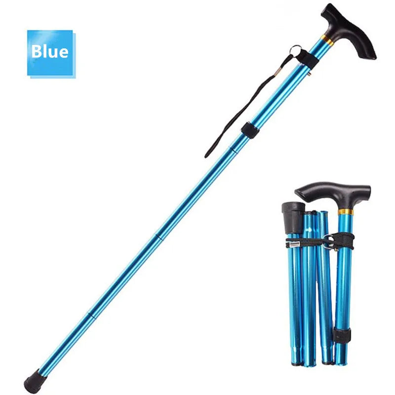 Adjustable 4-Section Ultralight Aluminum Folding Walking Stick for Hiking and Trekking