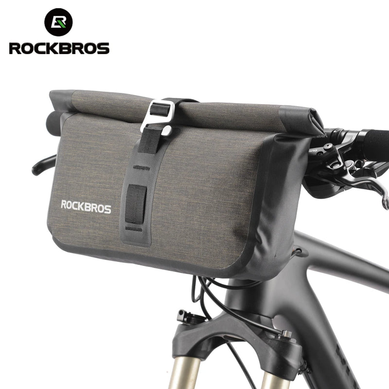 ROCKBROS 5-6L Waterproof Handlebar Bag – Reflective Large Capacity Front Tube Bike Pannier