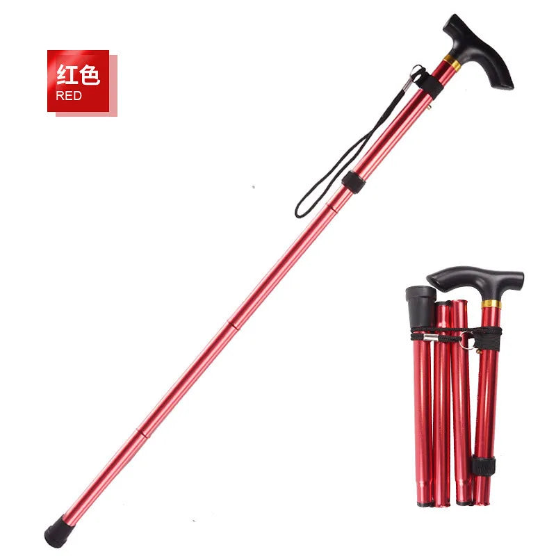 Desert Fox 4-Section Folding Walking Stick: Aluminum Alloy Telescopic Trekking Pole