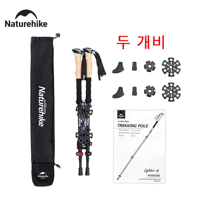 Naturehike Carbon Fiber Trekking Poles: Ultralight Folding Hiking Sticks for Outdoor Climbing