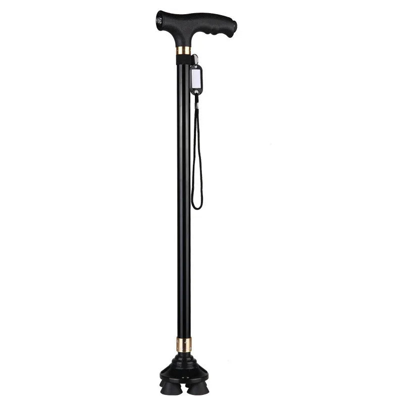 Retractable Aluminum Walking Cane with LED Light: Non-Slip Support for Elderly Mobility