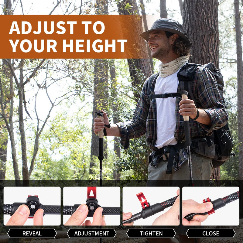 Naturehike Carbon Fiber Trekking Poles: Ultralight Folding Hiking Sticks for Outdoor Climbing