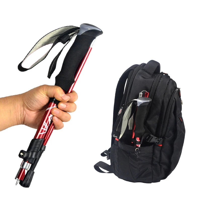 5-Section Foldable Trekking Pole: Lightweight Hiking Stick for Camping, Nordic Walking and Elderly