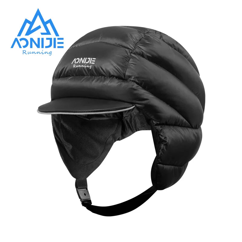 AONIJIE M35/M36 Winter White Duck Down Hat & Scarf Set | Windproof Beanie for Cycling, Skiing & Hiking