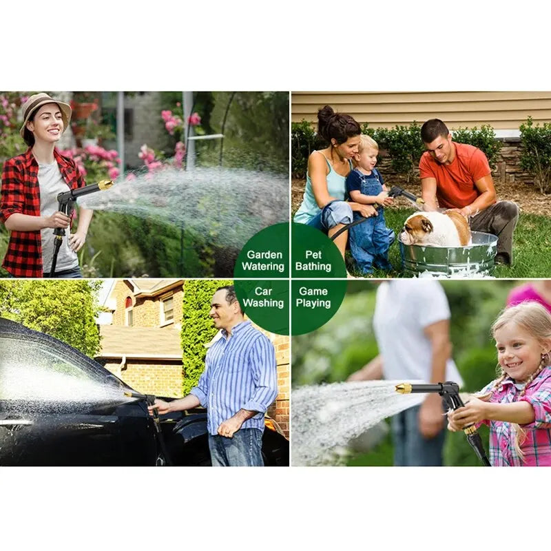 High-Quality Flexible Expandable Garden Hose | High-Pressure Nozzle for Car Wash & Garden Watering