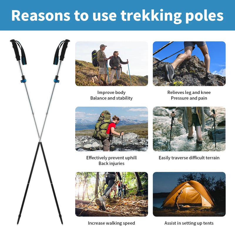 Naturehike Ultralight Folding Trekking Pole – Portable Aluminum Telescopic Walking Stick