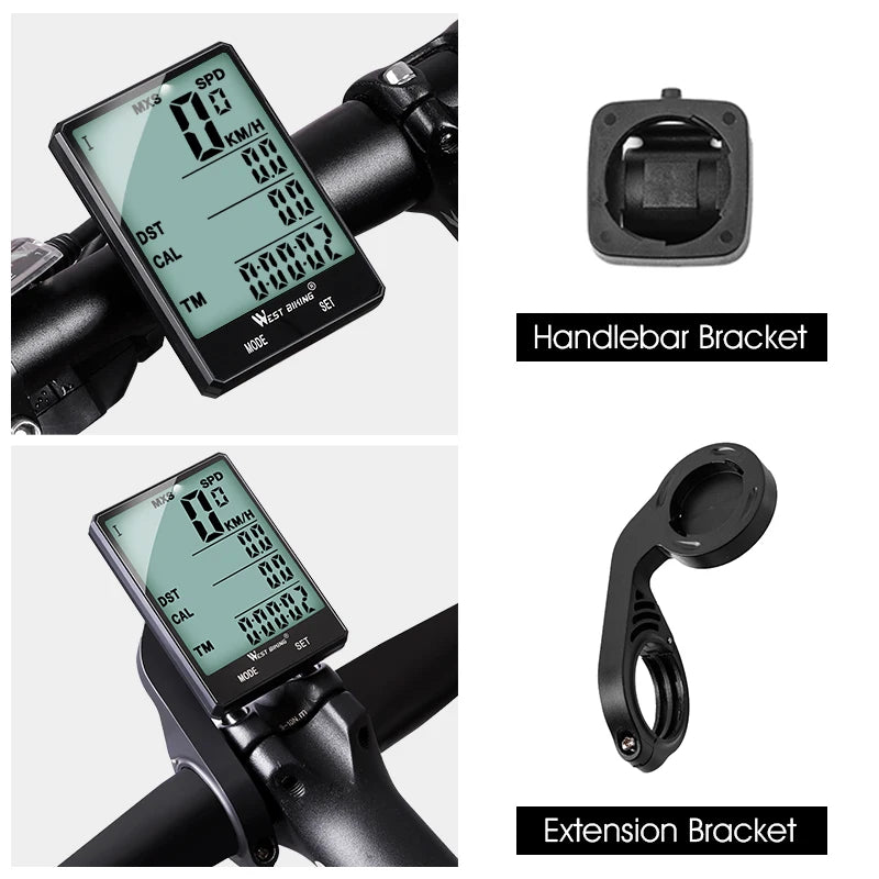 WEST BIKING 2.8" Large Screen Bicycle Computer: Wireless & Wired Bike Speedometer Odometer Stopwatch