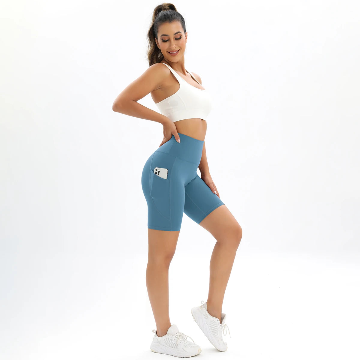 Yoga Shorts Women Fitness Shorts with Pockets Sports Leggings High Waist Summer Workout Shorts