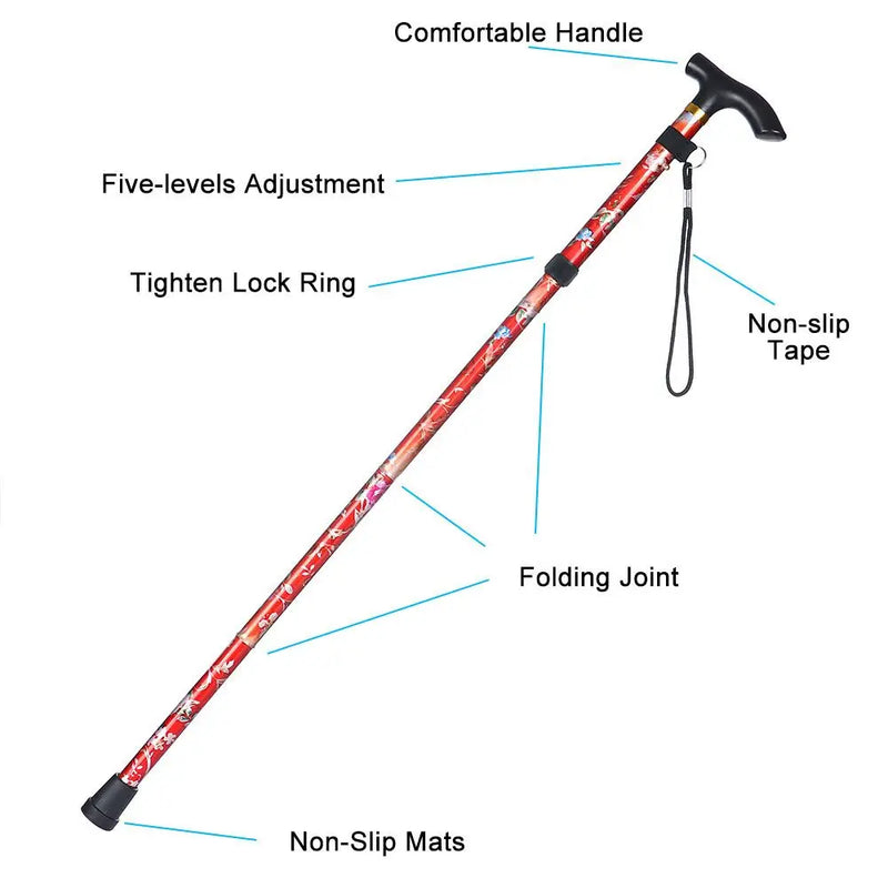 Collapsible Telescopic Walking Cane: Perfect Elderly Care Gift for Adults and Outdoor Adventures