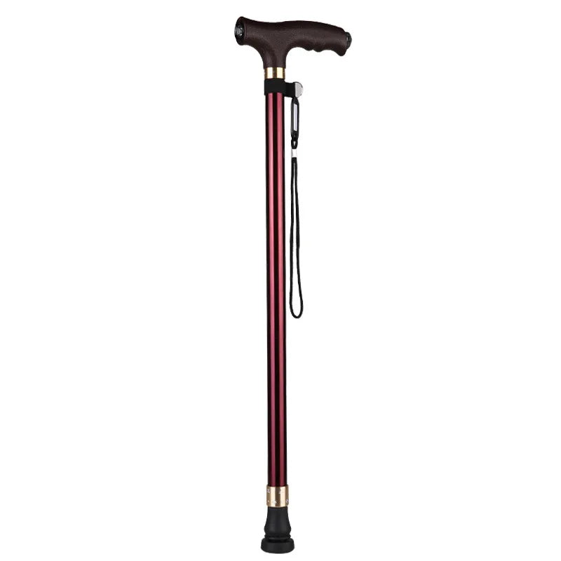 Retractable Aluminum Walking Cane with LED Light: Non-Slip Support for Elderly Mobility