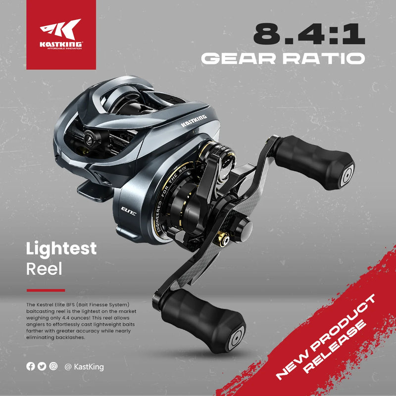 KASTKING Kestrel Elite BFS Baitcasting Reel – 6KG Drag, 8.4:1 Gear Ratio Lightweight Magnesium Frame