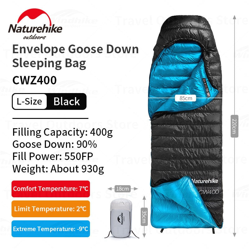 Naturehike CWZ400 CW400 Sleeping Bag Winter Duck Goose Down 550FP 750FP Sleeping Bag