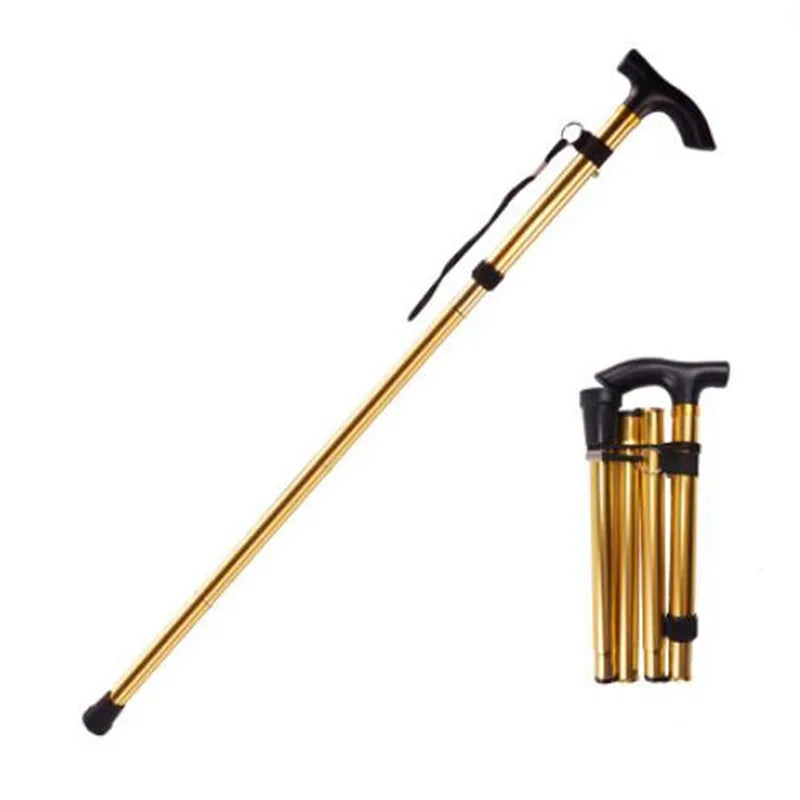 Adjustable 4-Section Ultralight Aluminum Folding Walking Stick for Hiking and Trekking