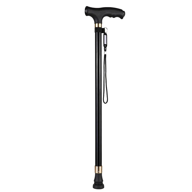 Retractable Aluminum Walking Cane with LED Light: Non-Slip Support for Elderly Mobility