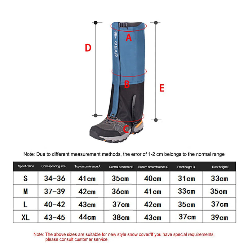 Waterproof Hiking Leg Gaiters | Nylon Snow Foot Cover for Climbing, Skiing & Winter Travel