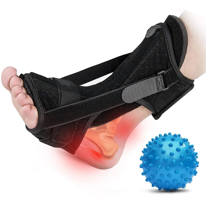 Plantar Fasciitis Night Splint Adjustable Foot Drop Orthotic Brace with Massage Ball – Pain Relief