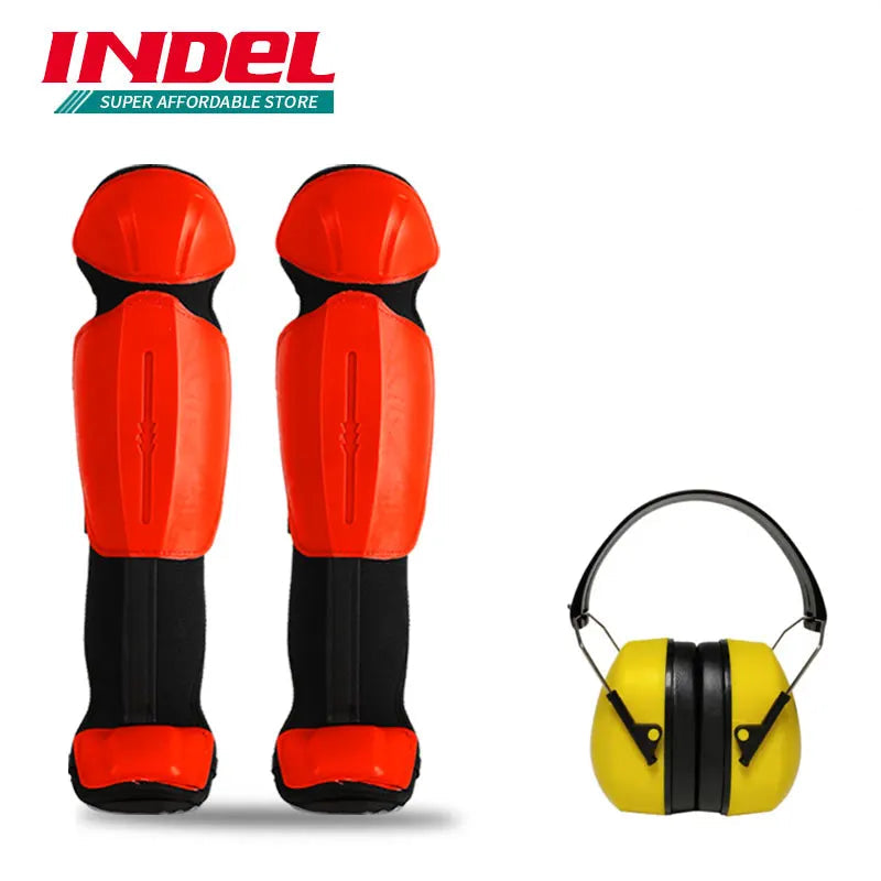 INDEL Garden Knee Pads & Brush Cutting Mask | Protective Gear for Lawn Mower & Brush Cutter