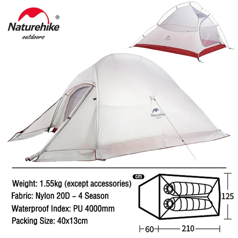 Naturehike Cloud Up Series - Lightweight, All-Season Camping Tents for 1-3 People