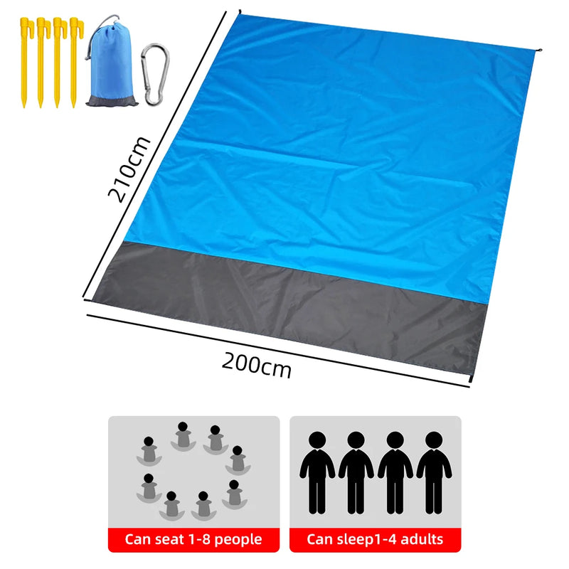 Waterproof Beach Mat Extra Large Outdoor Camping Mat: Lightweight, Sand-Free, and Portable