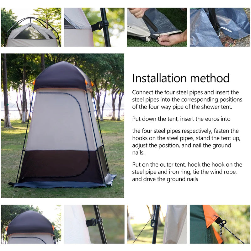 Portable Outdoor Privacy Shower Tent Double-Layer Sun Shelter for Camping & Changing