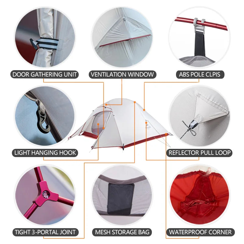 Naturehike Cloud Up Series - Lightweight, All-Season Camping Tents for 1-3 People