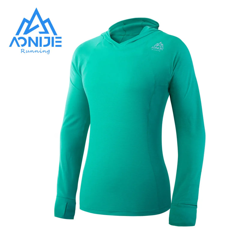 AONIJIE FW5146 Women’s Quick-Dry Long-Sleeve Hooded Shirt | Finger Hole Design for Running & Gym