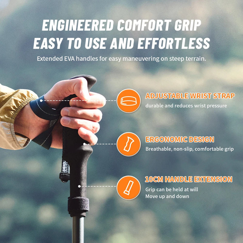 Naturehike Carbon Fiber Trekking Poles – Lightweight Folding Collapsible Hiking Sticks