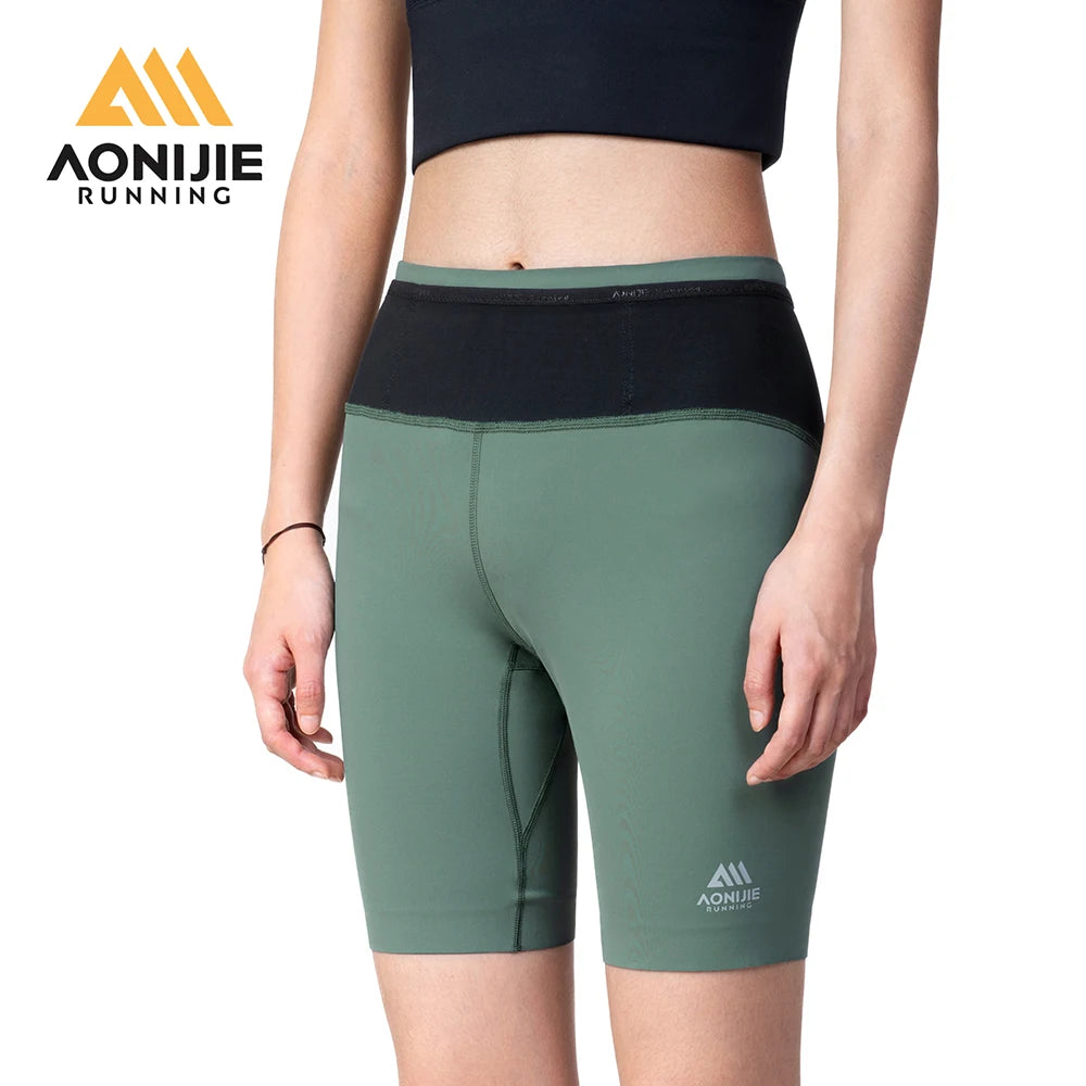 AONIJIE FW5149 Women’s Quick-Dry Compression Shorts | Skinny Midpants with Pockets for Running & Gym