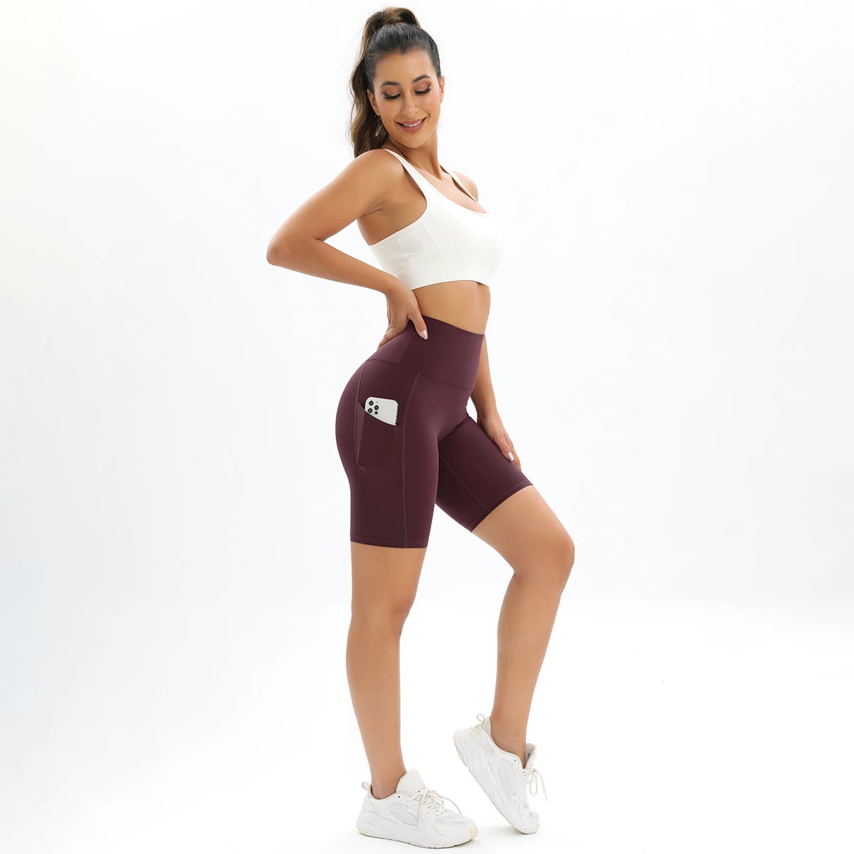 Yoga Shorts Women Fitness Shorts with Pockets Sports Leggings High Waist Summer Workout Shorts