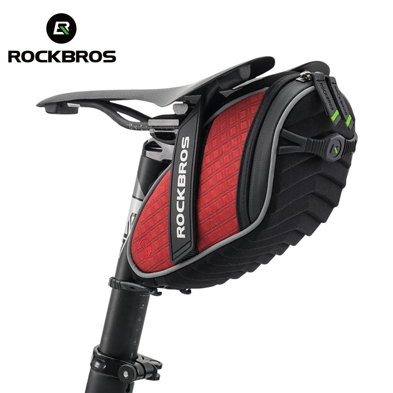 ROCKBROS 3D Shell Rainproof Reflective Saddle Bag – Shockproof Rear Seatpost Bike Bag