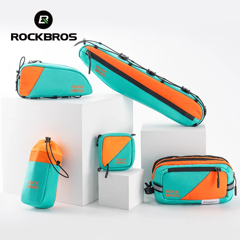 ROCKBROS Waterproof Bicycle Bag Set – Front Bag, Triangle Tube Bag, and Bottle Bag for Long-Distance