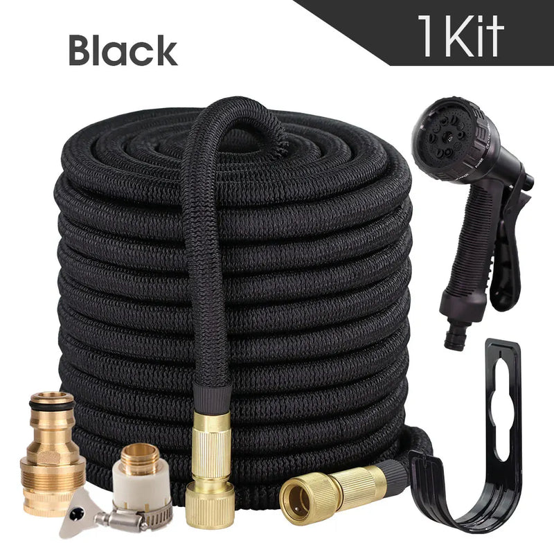 25-150FT Black Expandable Garden Water Hose Flexible Hose Kit with Sprayer for Car Wash & Irrigation