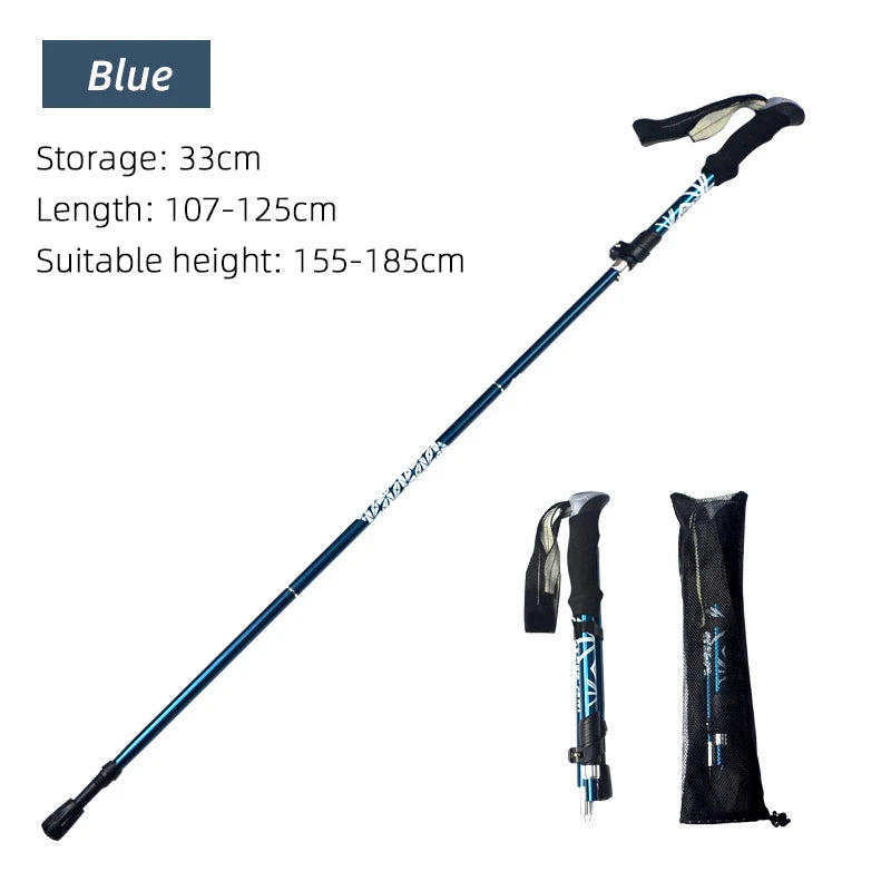 5-Section Foldable Trekking Pole – Lightweight Telescopic Hiking Stick for Elderly & Nordic Walking