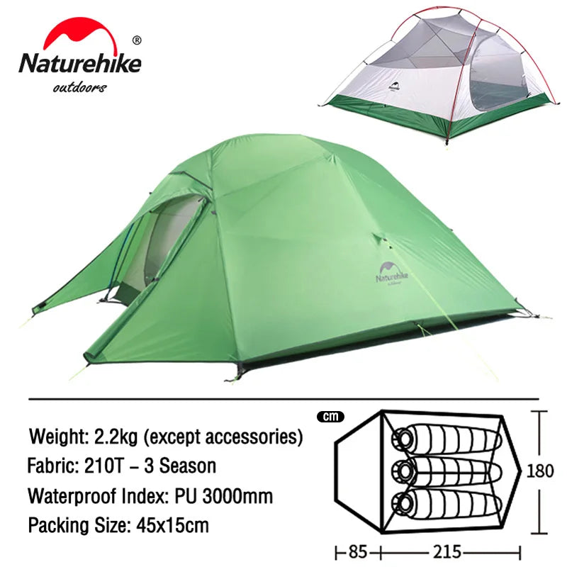 Naturehike Cloud Up Series - Lightweight, All-Season Camping Tents for 1-3 People