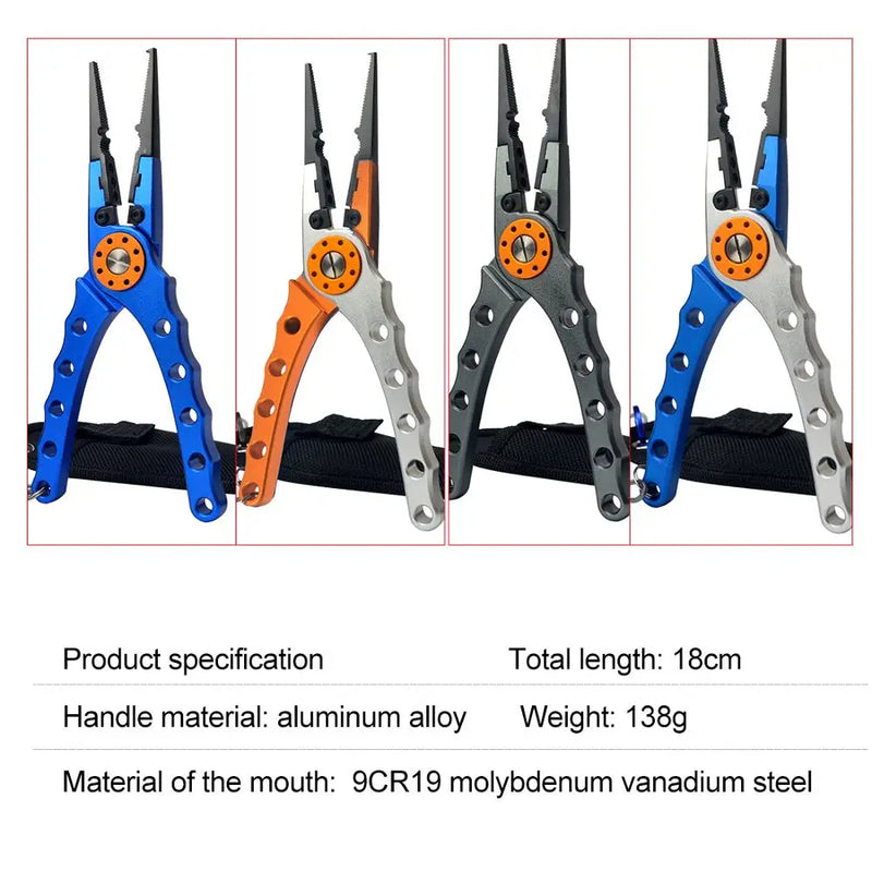 Multifunctional Fishing Pliers - Aluminum Alloy Line Cutter, Knot Tier, Hook Remover (150g, 20cm)