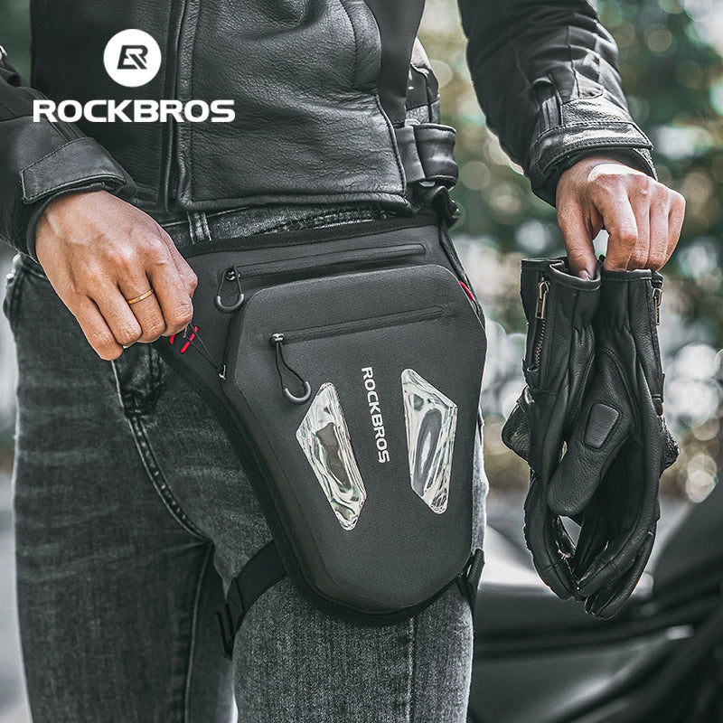 ROCKBROS Waterproof Motorcycle & Cycling Leg Bag | Reflective Waist Crossbody Outdoor Adjustable Bag