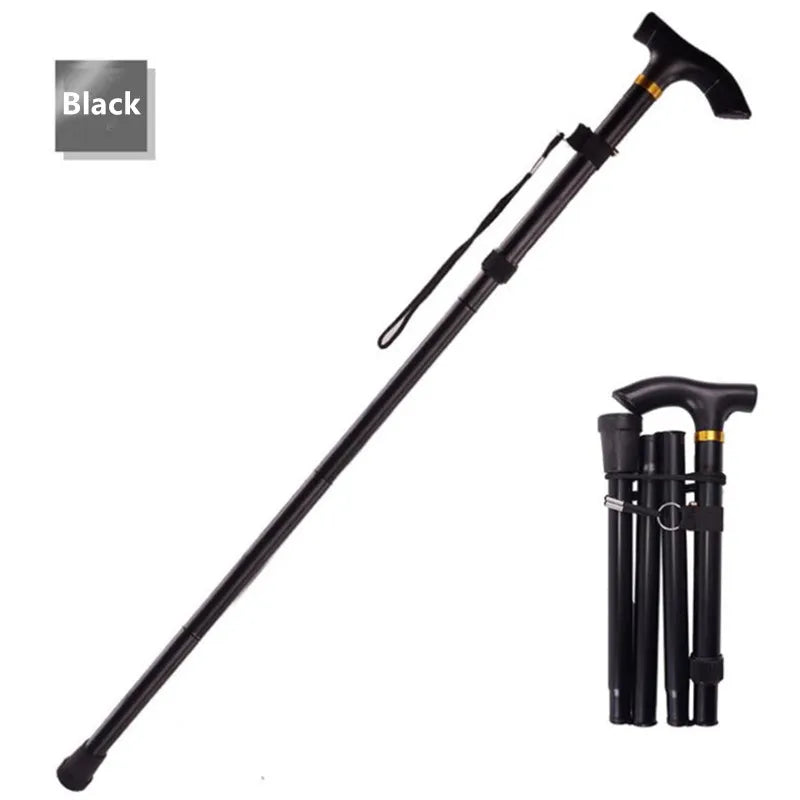 Adjustable 4-Section Ultralight Aluminum Folding Walking Stick for Hiking and Trekking