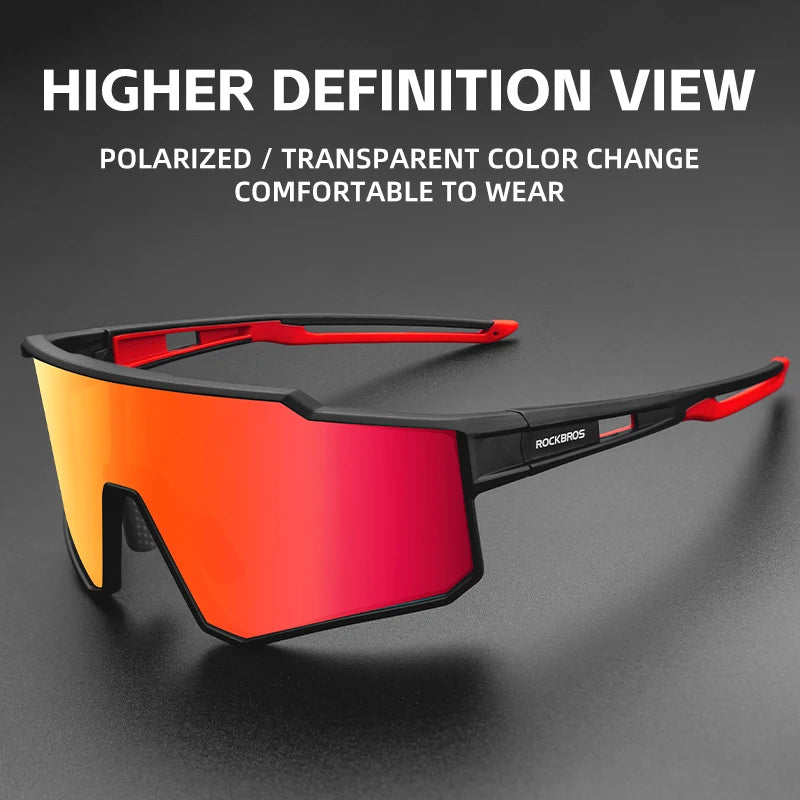 ROCKBROS Polarized Photochromic Cycling Sunglasses UV400 Protection MTB Road Bike Goggles