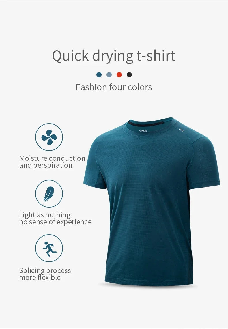 AONIJIE L-FM5125 Men’s Quick-Dry Sports T-Shirt | Breathable Short Sleeve Tee for Running, Outdoor