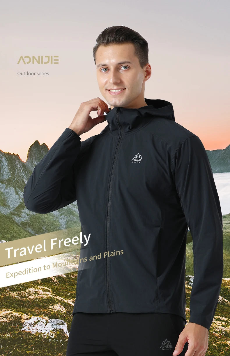 AONIJIE FM5131 Men’s Waterproof Hooded Jacket | Lightweight Windbreak Sports Coat for Running/Hiking