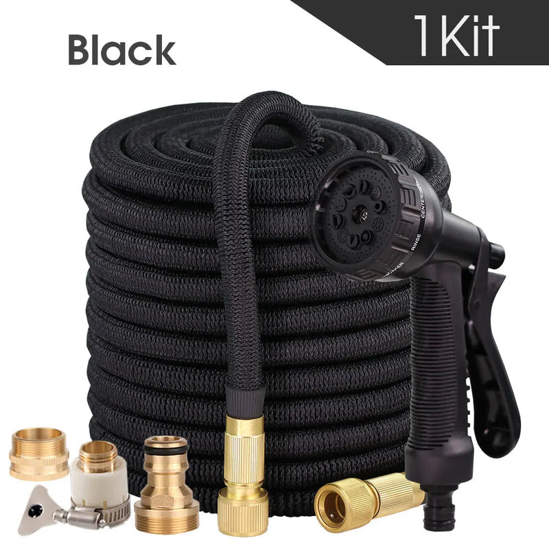 25-150FT Black Expandable Garden Water Hose Flexible Hose Kit with Sprayer for Car Wash & Irrigation