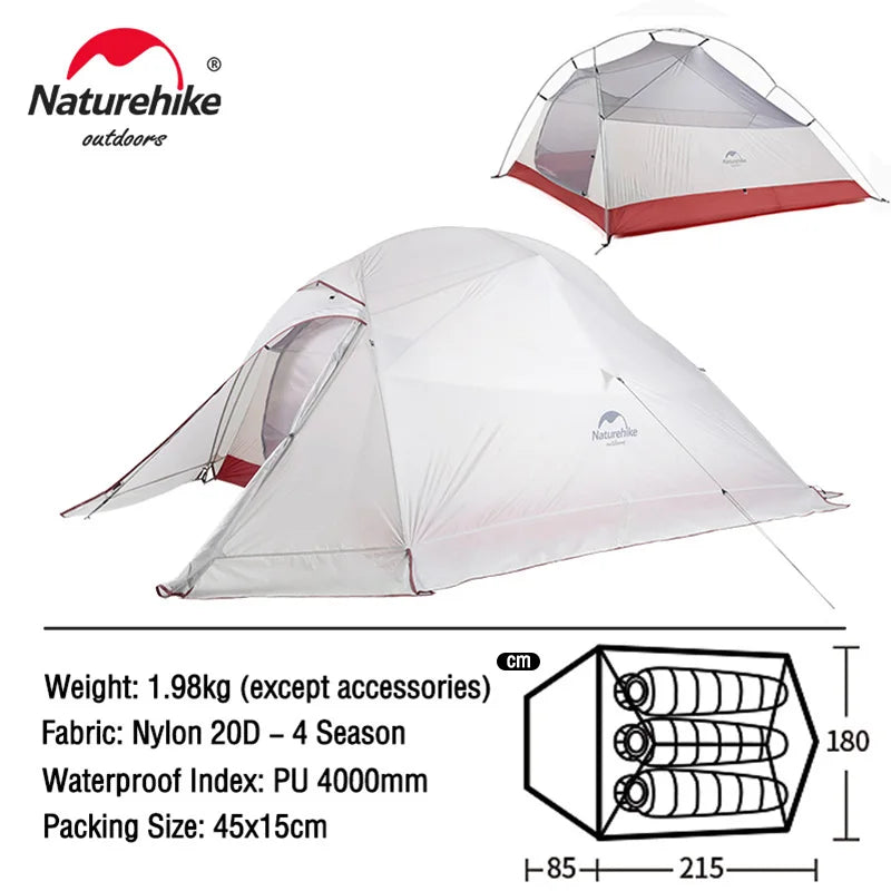 Naturehike Cloud Up Series - Lightweight, All-Season Camping Tents for 1-3 People