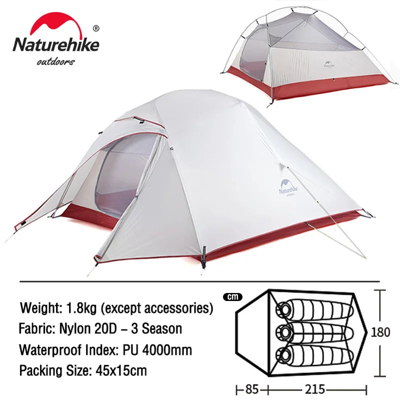 Naturehike Cloud Up Series - Lightweight, All-Season Camping Tents for 1-3 People