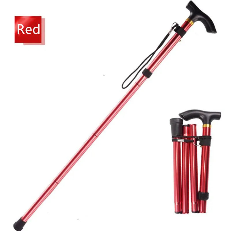 Adjustable 4-Section Ultralight Aluminum Folding Walking Stick for Hiking and Trekking